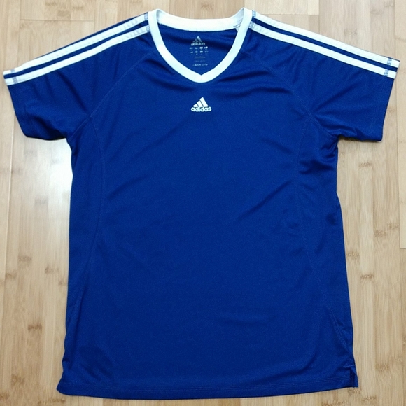 BOGO Blue ADIDAS V-Neck Athletic Sports Tee S